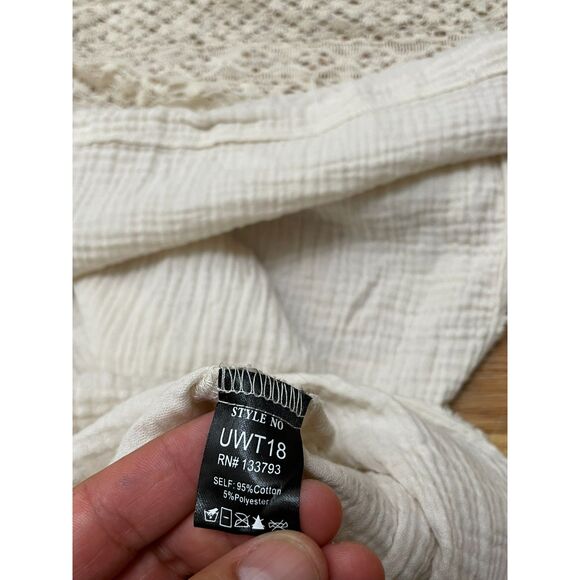 POL Women's Sweater Cardigan V-Neck Back Slit Long Sleeve Sheer Back L White - Picture 3 of 8